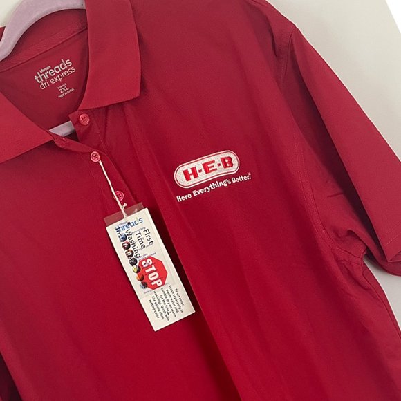 H-E-B Red Top 2XL Gift Uniform Polo Shirt Top Embroidered Collared NEW Unisex - Picture 1 of 6